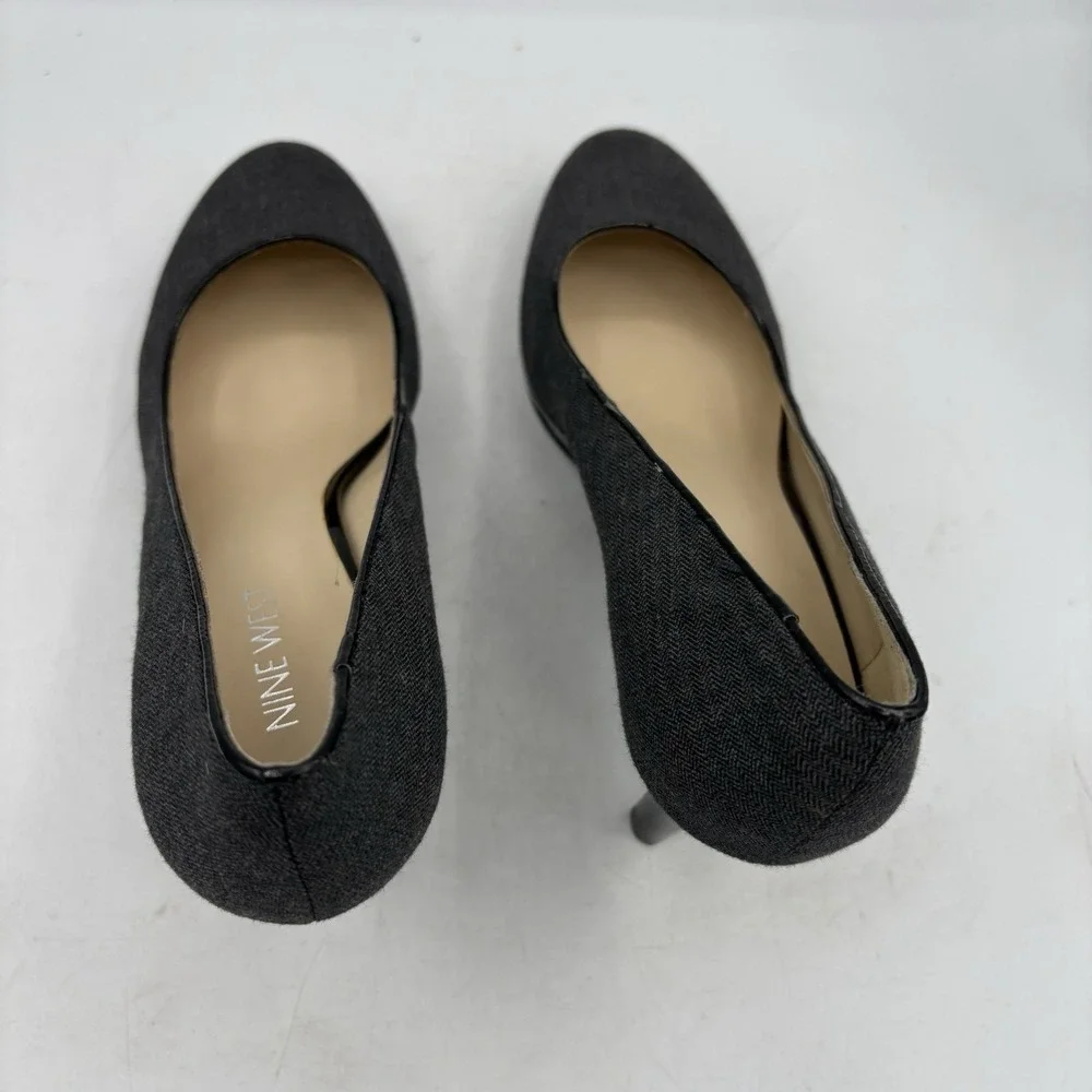 Nine West Shoes Womens Size 7.5 M Ashdown Charcoal Black Gray Heel Pumps‎